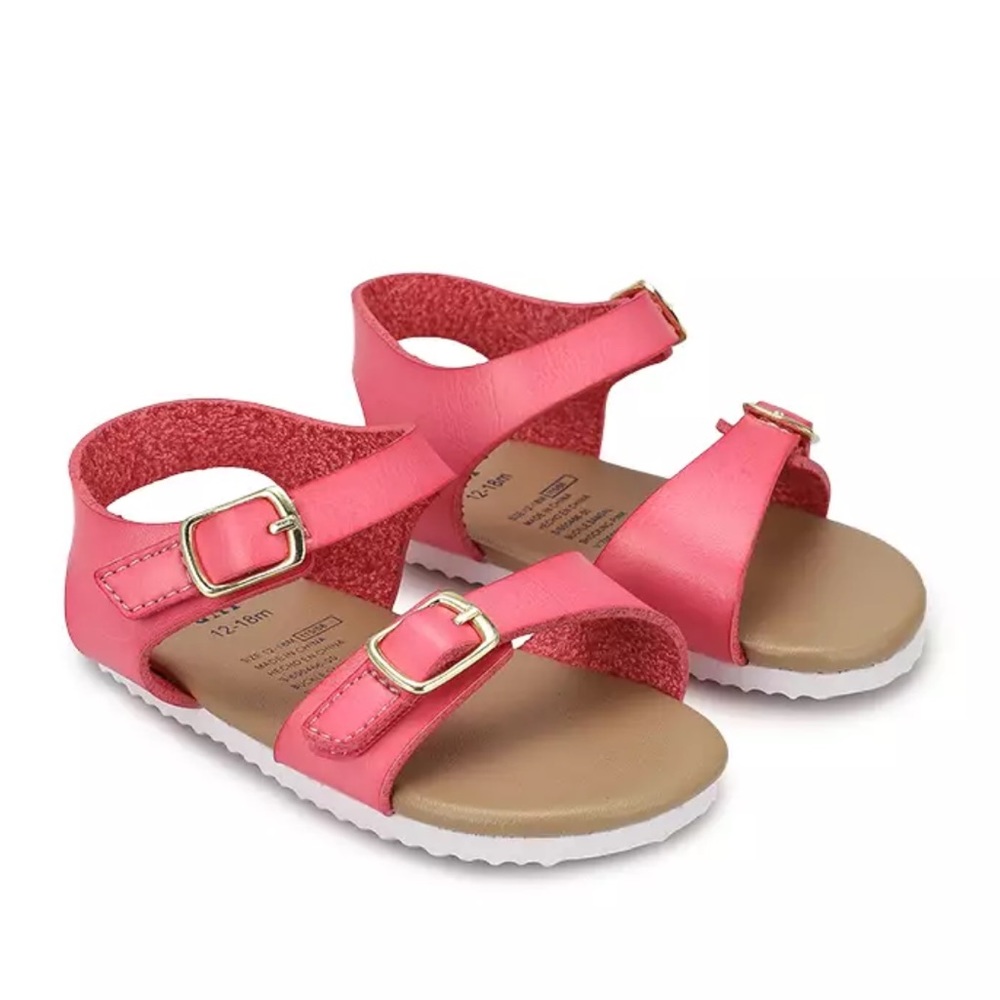 NWOT Never Worn GAP Baby Infant Sandals 6-12 Months Pink Coral Gold Strap Velcro